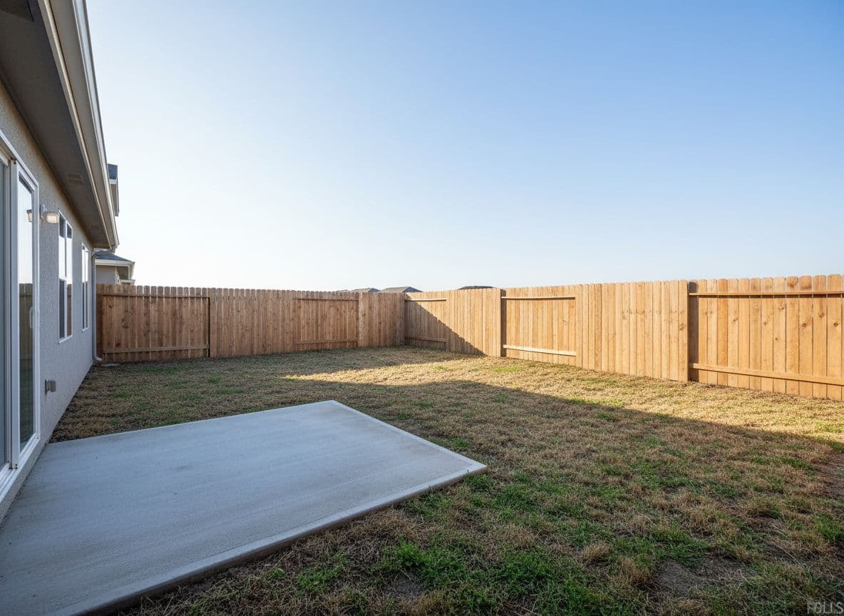 Plain backyard before AI garden redesign with FlorAI